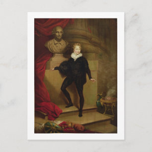 Master Betty als Hamlet vor einer Büste Shakespear Postkarte