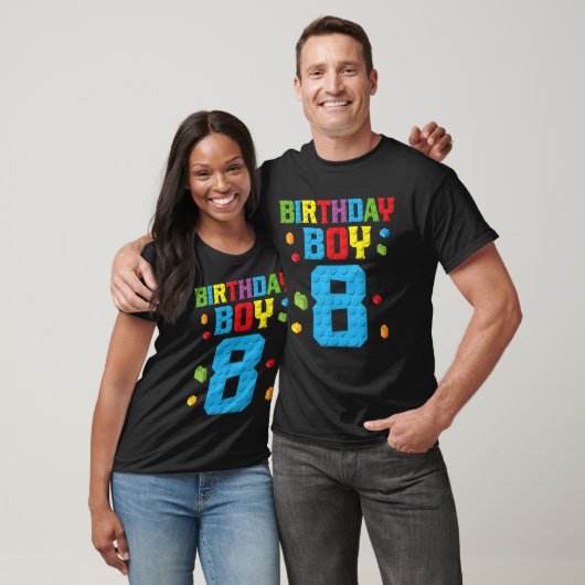 Master Builder 8th Birthday Boy 8 Eight Year Build T-Shirt (Unisex)