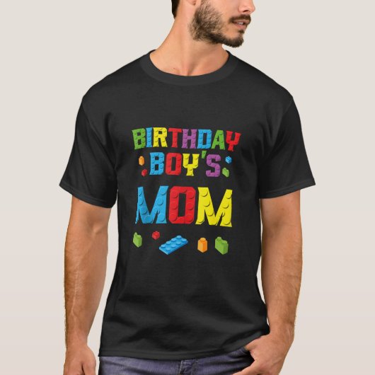 Master Builder Birthday Boy s Mom Building Bricks  T-Shirt (Vorderseite)