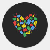 Master Builder Block Brick Building Heart Valentin Runder Aufkleber (Vorderseite)