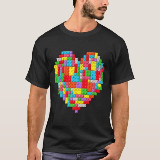 Master Builder Block Brick Building Heart Valentin T-Shirt (Vorderseite)
