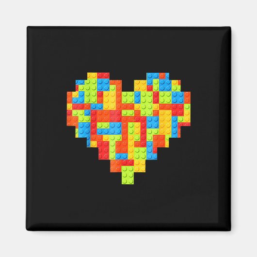 Master Builder Block Brick Gebäude Herz Magnet (Vorne)