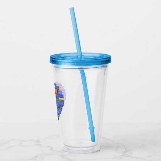 Master Builder Block Brick Gebäude Herz Valentin Acryltrinkbecher (Links)