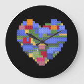 Master Builder Block Brick Gebäude Herz Valentin Große Wanduhr (Vorderseite)