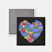 Master Builder Block Brick Gebäude Herz Valentin Magnet (Vorderseite/Rückseite)