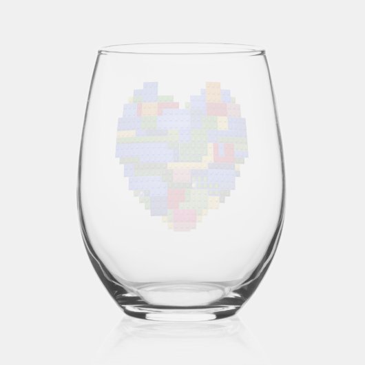 Master Builder Block Brick Gebäude Herz Valentin Weinglas Ohne Stiel (Vorderseite)