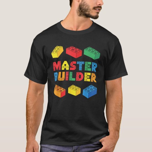 Master Builder Bricks blockiert Erwachsene Kinder T-Shirt (Vorderseite)