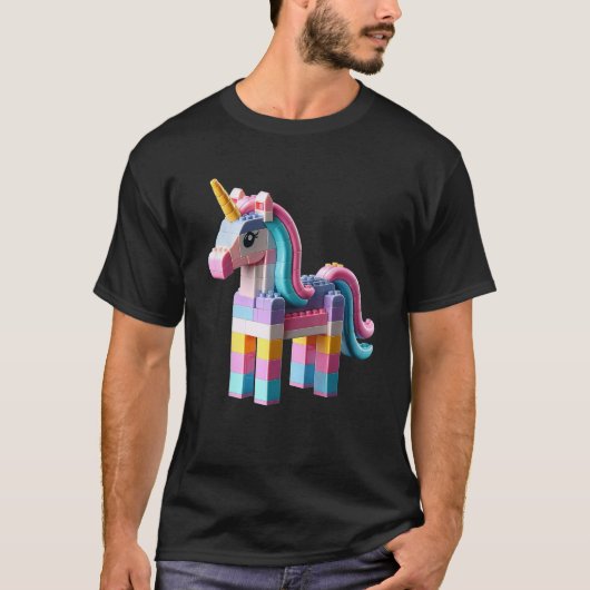 Master Builder Bricks blockiert Spielzeug-Einhorn T-Shirt (Vorderseite)