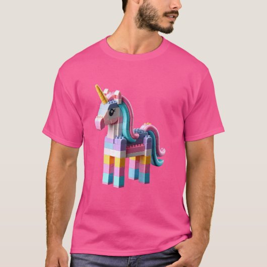 Master Builder Bricks blockiert Spielzeug-Einhorn T-Shirt (Vorderseite)