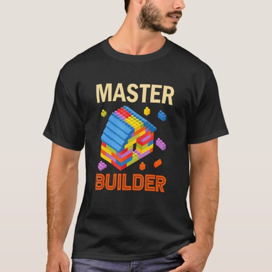 Master Builder Bricks Boys Gebäude Blocks T-Shirt (Vorderseite)
