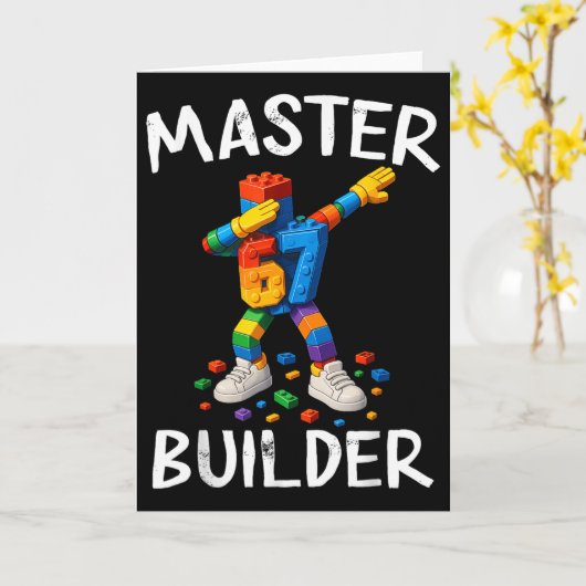 Master Builder Dabbing 67 Meme Bausteine Bri Karte (Gelbe Blume)