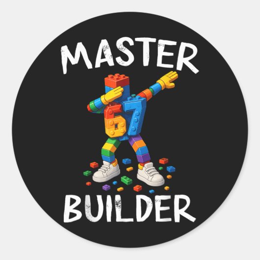 Master Builder Dabbing 67 Meme Bausteine Bri Runder Aufkleber (Vorderseite)