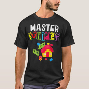 Master Builder Gebäude blockiert Backsteinbauer an T-Shirt