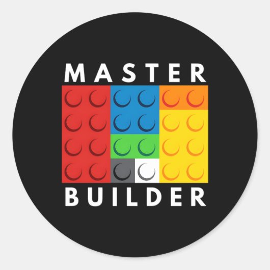 Master Builder Gebäude blockiert Brick Builders To Runder Aufkleber (Vorderseite)