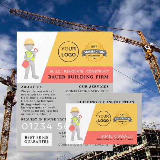 Master Builder, Gebäude Firm, Baumeisterwerbung Flyer