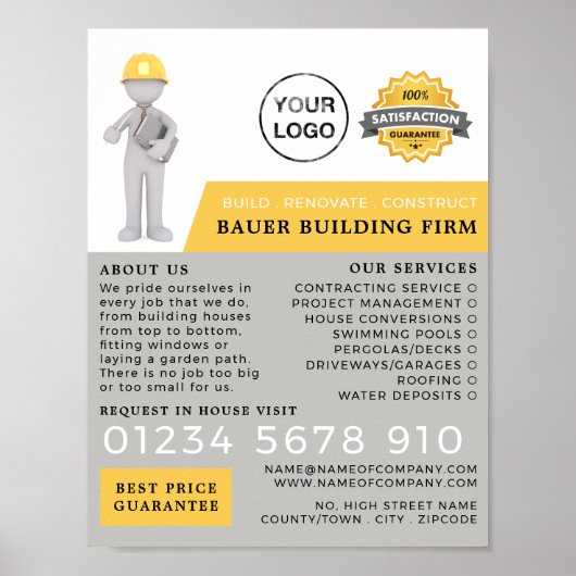 Master Builder, Gebäude Firm, Baumeisterwerbung Poster (Vorne)