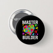 Master Builder Heart Block Brick Gebäude Button (Vorne & Hinten)