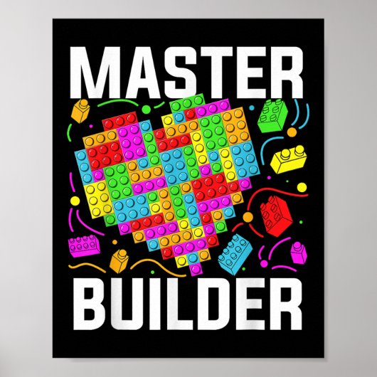 Master Builder Heart Block Brick Gebäude Poster (Vorne)