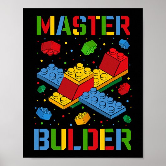 Master Builder Kids Gebäude blockiert Brick Builde Poster (Vorne)