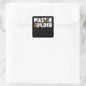 Master Builder Kids Gebäude blockiert Bricks Toys Quadratischer Aufkleber (Tasche)