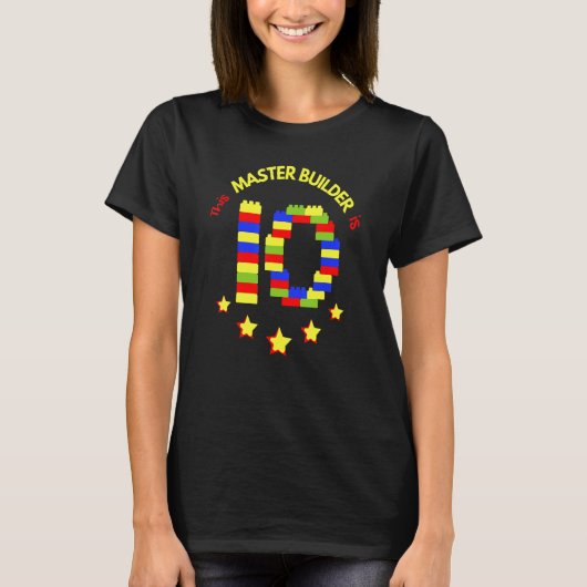 Master Builder Niedlich Block Gebäude 10. Geburtst T-Shirt (Vorderseite)