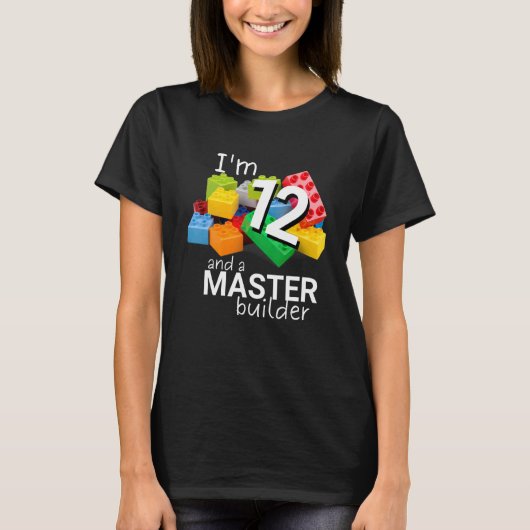 Master Builder Niedlich Block Gebäude 12. Geburtst T-Shirt (Vorderseite)