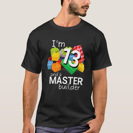 Master Builder Niedlich Block Gebäude 13. Geburtst T-Shirt (Vorderseite)