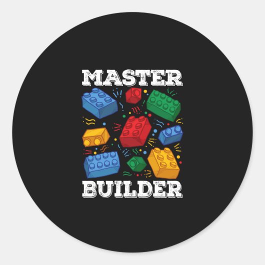 Master Builder Niedlich Block Gebäude Kids Toys Br Runder Aufkleber (Vorderseite)