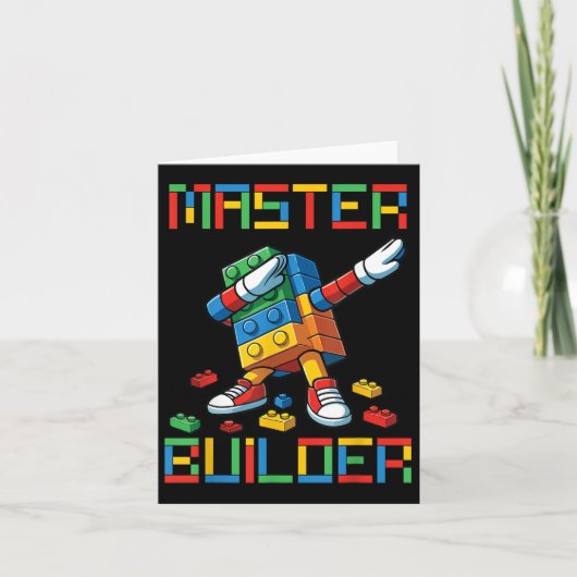 Master Builder T-Shirt Dabbing Blocks Bricks Gebäu Karte (Vorderseite)
