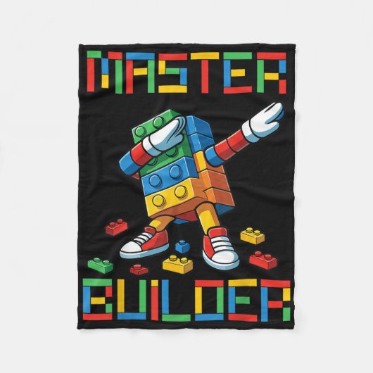 Master Builder Tee Dabbing Blocks Bricks Building Fleecedecke (Vorderseite)