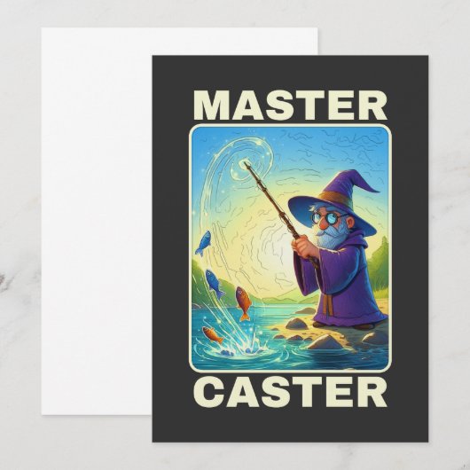 Master Caster - Zauberer für die Fischerei Einladung (Vorne/Hinten)
