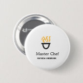 Master chef add name black pan yellow fire fume co button (Vorne & Hinten)