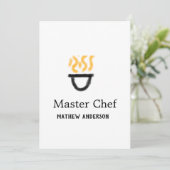 Master chef add name black pan yellow fire fume co einladung (Stehend Vorderseite)