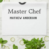 Master chef add name black pan yellow fire fume co geschirrtuch (Gefaltet)
