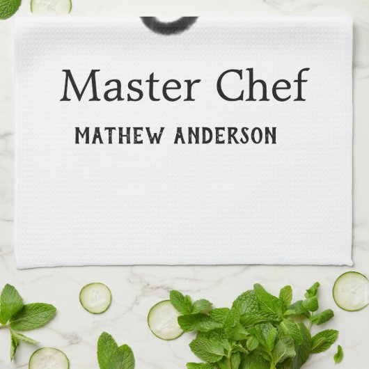 Master chef add name black pan yellow fire fume co geschirrtuch (Gefaltet)