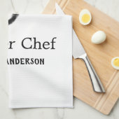 Master chef add name black pan yellow fire fume co geschirrtuch (Viertel Falte)