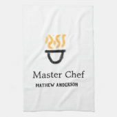 Master chef add name black pan yellow fire fume co geschirrtuch (Vertikal)