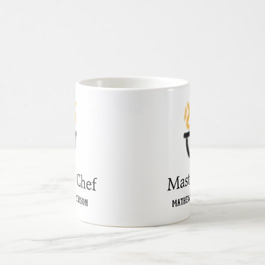 Master chef add name black pan yellow fire fume co kaffeetasse (Mittel)