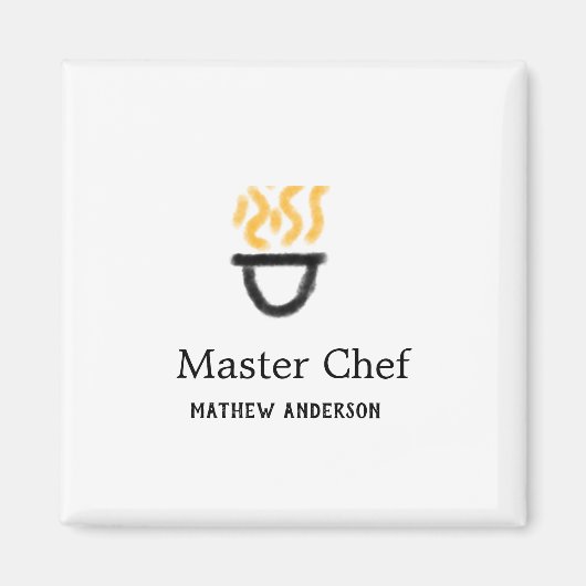 Master chef add name black pan yellow fire fume co magnet (Vorne)