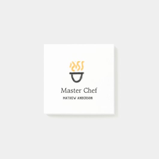 Master chef add name black pan yellow fire fume co post-it klebezettel (Vorderseite)