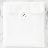 Master chef add name black pan yellow fire fume co runder aufkleber (Tasche)