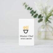 Master chef add name black pan yellow fire fume co visitenkarte (Stehend Vorderseite)