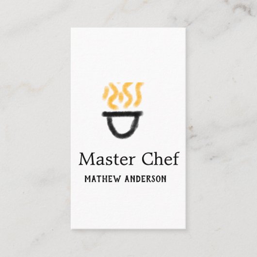 Master chef add name black pan yellow fire fume co visitenkarte (Vorderseite)