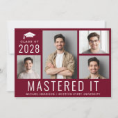 Master Degree Foto Burgundy Graduation Party Einladung (Vorderseite)