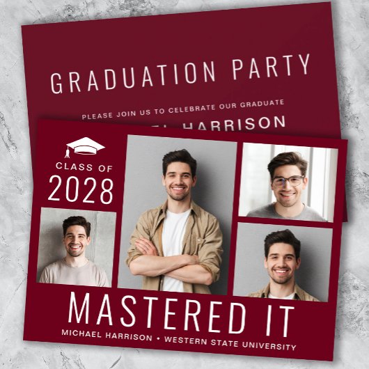 Master Degree Foto Burgundy Graduation Party Einladung