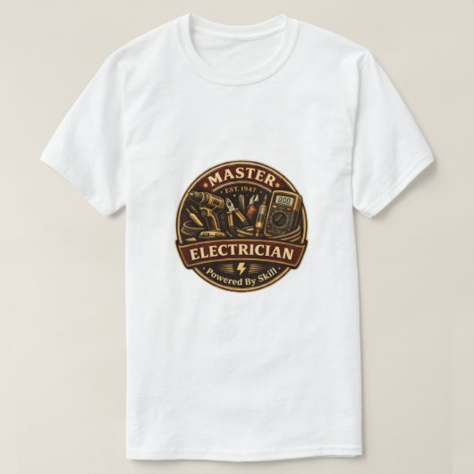 Master Electrician EST 1947 Vintage Badge T-Shirt (Design vorne)
