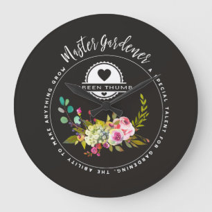 Master Gardener, Gardening Gifts. Green Thumb Große Wanduhr
