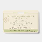 Master Gardener ID Abzeichen mit Blume und Bienen Ausweis (Rückseite)