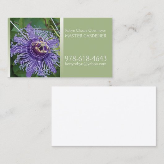 Master Gardener Light Green Olive Business Card Visitenkarte (Vorne/Hinten)