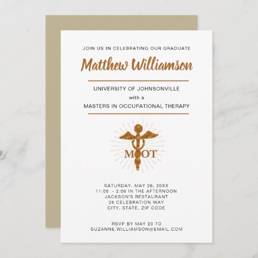 Master in Abschluss-Symbol der Arbeitstherapie Ankündigung (Vorne/Hinten)